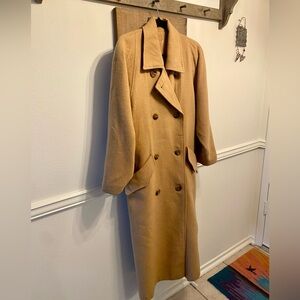 Vintage Fleurette of California 💯 % Camel Hair Long Dress Coat Sz M RARE